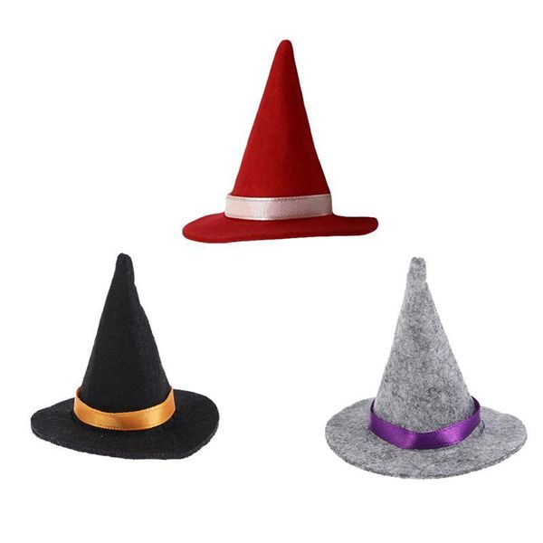 

party hats 3pcs mini witch handmade felt wine bottle covers for halloween