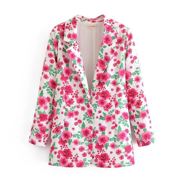 

women's suits & blazers 2021 fashion women print flower single-breasted blazer jacket notched collar long sleeve office lady spring aut, White;black