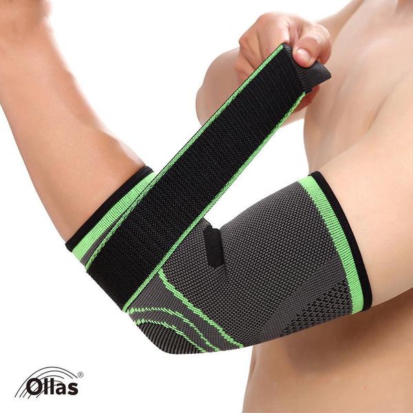

ollas brand bandage elbow pad protect support sleeve 1 pcs adjustable basketball gym sports outdoor cycling guard brace & knee pads, Black;gray
