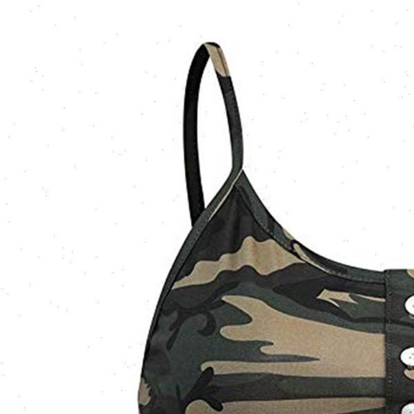 

casual crop camisole sleeveless women cami o neck button up camouflage print vest large size t1p, White