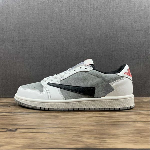 

sports jumpman 1 shoes low og x fragment travis scot suede shoe mens basketball shoe grey white black color designer sneakers with original