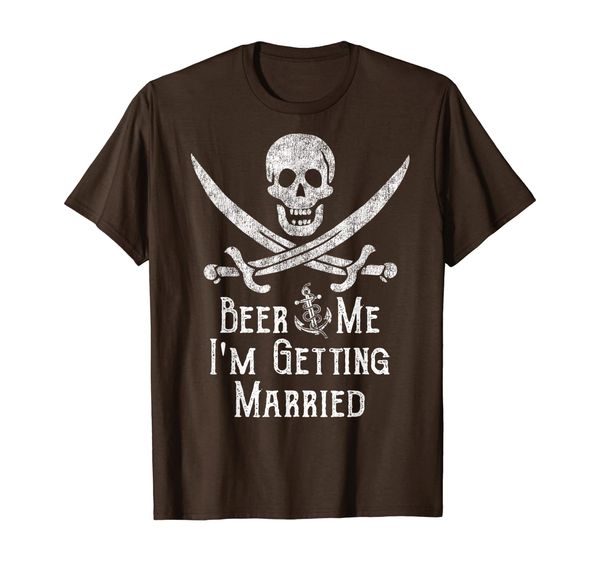 

beer me i'm getting married humor pirate skull distressed t-shirt, White;black