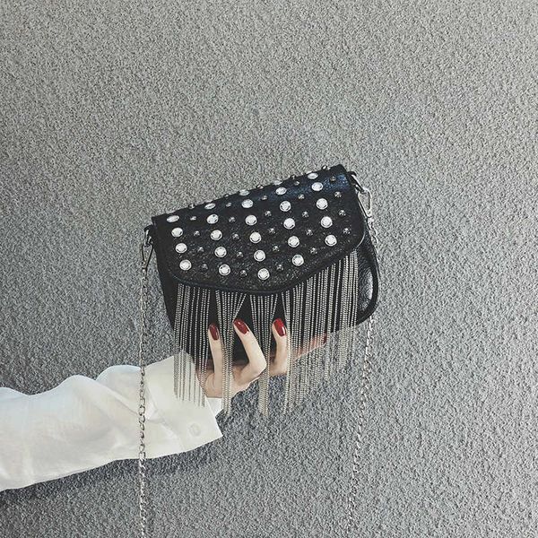

2022bag female new korean fashion tassel bag single shoulder diagonal span bag small square bag handbag