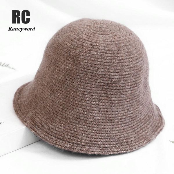 

stingy brim hats autumn thick cashmere bucket hat korean solid color with warm ladies cap winter outdoor panama fashion fur black hip hop ha, Blue;gray