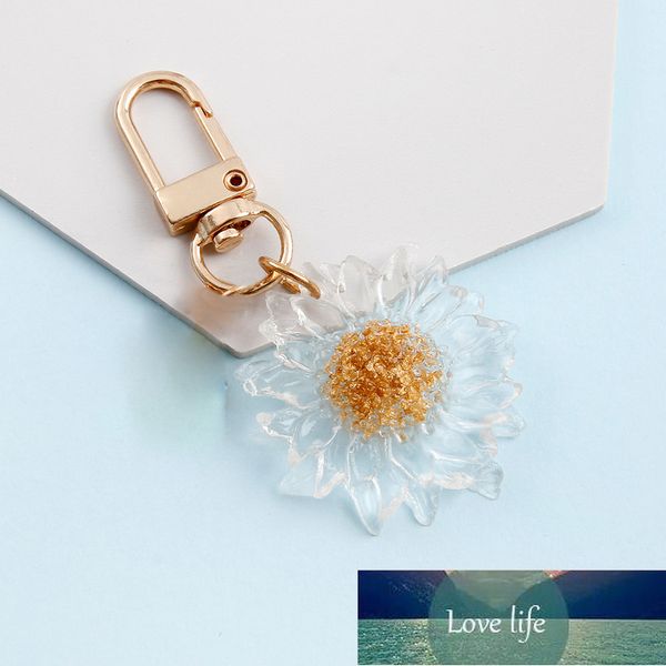 

dayoff korea lovely resin flower keychain keyring for women girl jewelry transparent daisy bag car key holder keyring gift k99, Silver