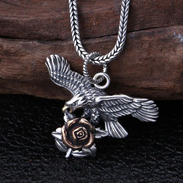 

chains personality fashion rose and eagle pendant men women with gift, Silver