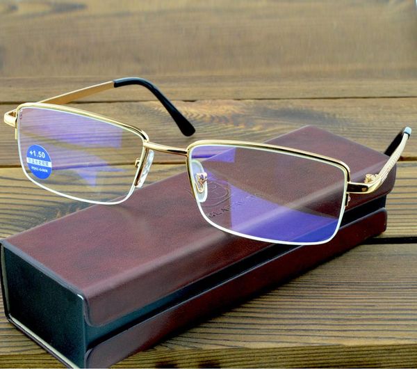 

sunglasses executive office style golden 12-layer coating reading glasses for men with pu case +0.75 +1 +1.25 +1.5 +1.75 +2 +2.5 to +4, White;black
