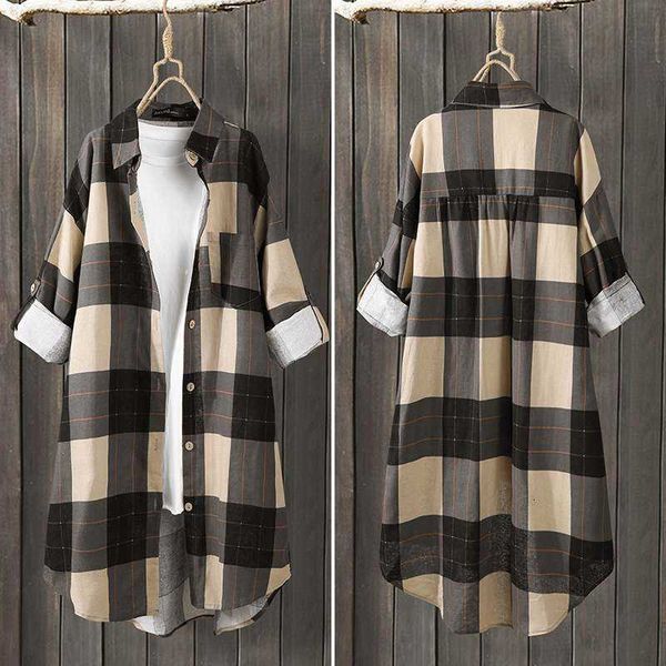 

women's blouses & shirts blouses retro blouse women female turn down collar casual plaid blusa femininas plus size 5xl spring long slee, White