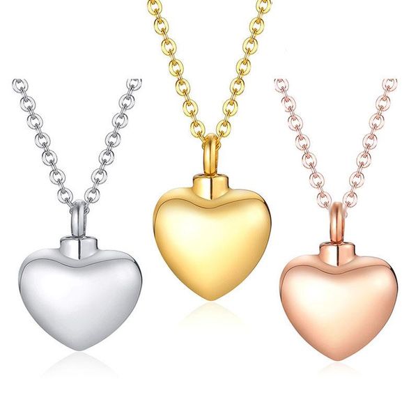 

stainless steel cremation jewelry cute heart urn necklace for ashes holder pendant keepsake necklaces, Silver