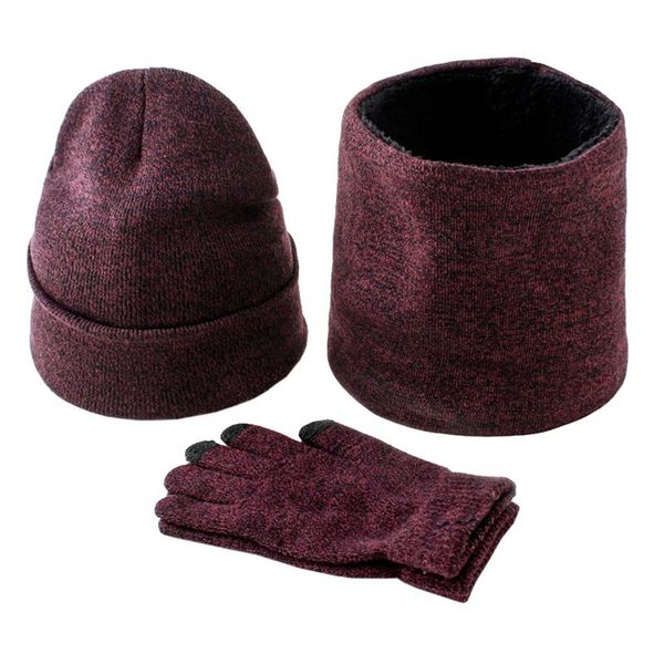

cycling caps & masks 2021 winter scarf hat gloves set touch screen thick warm fleece mitten neck gaiter thermal windproof neckchief, Black