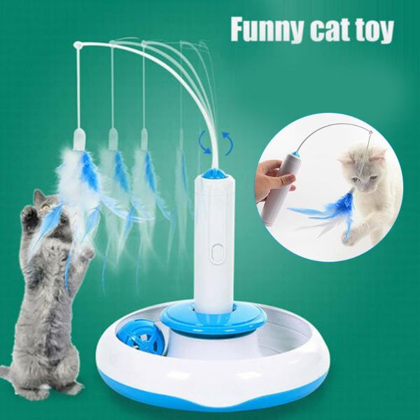 

cat toys electric multifunction rotating feather teasing battery powered in stock