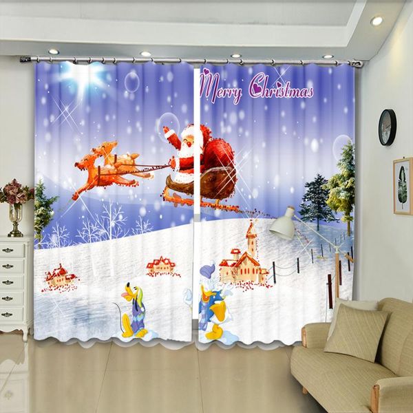 

curtain & drapes purple letters santa claus snow field for window fashion pattern bedroom living room blackout curtains fabric