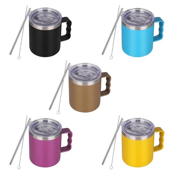 

water bottles double wall stainless steel tumbler vacuum insulated travel cup powder coated coffee mug with lid straw brush