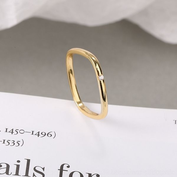 

cwb square gold fashion personality niche design simple light ringtremella luxury s925 band rings silver small square index finger