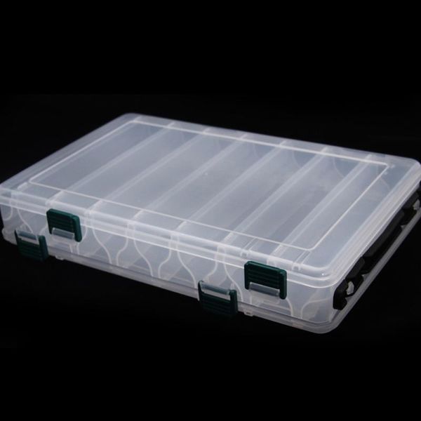 

fishing tackle box outdoor durable waterproof impact resistant sports portable 7 grids clear double layer bait storage practical accessories