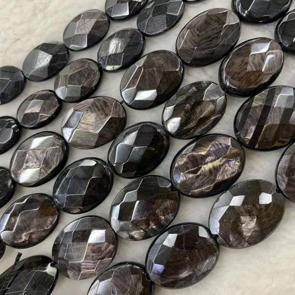 

other oval faceted black hypersthene stone beads natural gem diy loose for jewelry making strand 15" wholesale