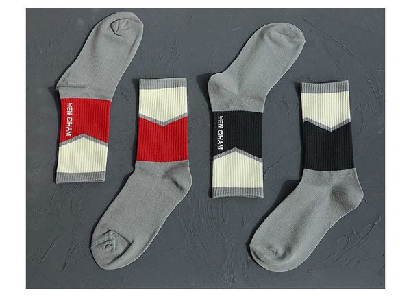 

sports, casual cigarette case color block splicing letter function wind cotton sports middle tube men's and women's street fashion, Black