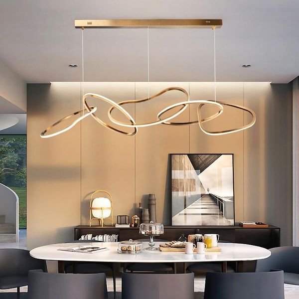 

chandeliers nordic stainless steel led chandelier lighting modern designer lamp circle hanging light heart suspension indoor