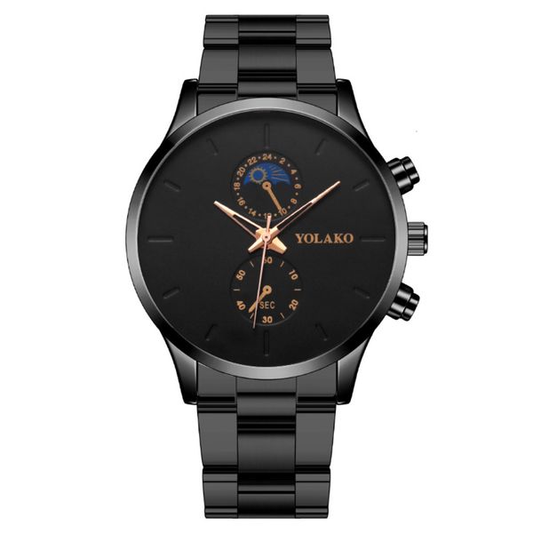 

watch fashion moon two eyes men's steel belt quartz, Slivery;brown