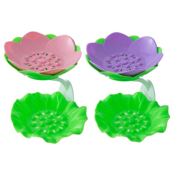 

soap dishes 2pcs bathroom lotus design boxes draining creative holders