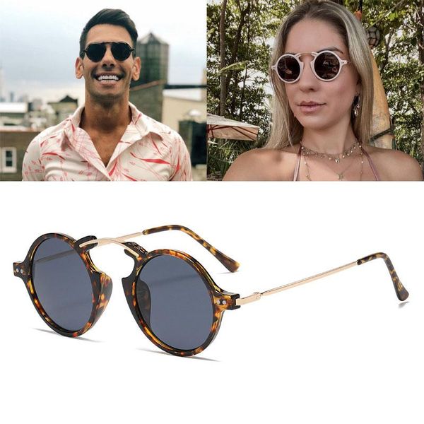 

sunglasses 2021 fashion metal steampunk round small frame pilot women vintage brand design sun glasses female shade men, White;black