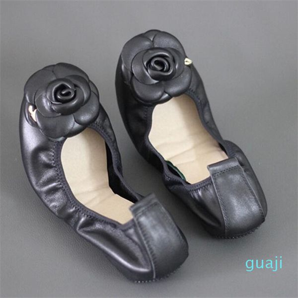 

brands leather slip on ballet for flowers flat shoes women fashion zapatos mujer ballerina flats, Black