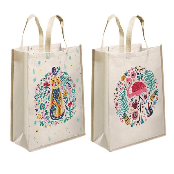 

Animal Diamond Painting Shopping Tote Bags Mosaic Kit Rhinestone Drawing Picture Set Art Craft Shoulder Handbags Storage