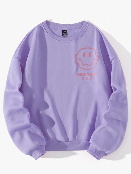 

letter & figure graphic drop shoulder pullover l8tw#, White;black