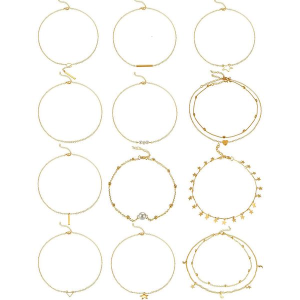 

12 handmade women's necklace set with adjustable wind collar a019, Black