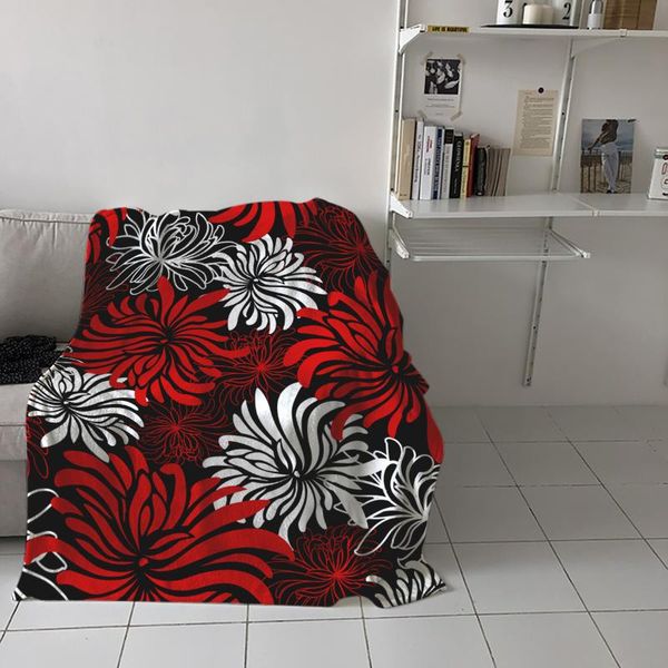 

blankets red flower texture throw blanket picnic travel portable soft bedspread microfiber flannel for beds