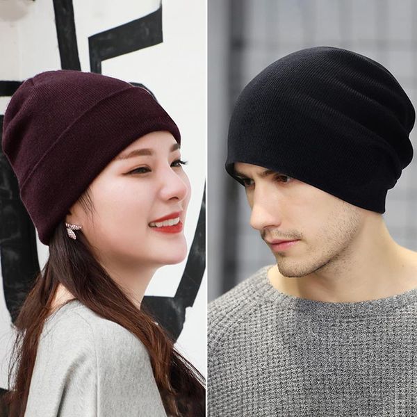 

beanies winter women men's beanie hat solid color knitted street skullies casual warm short harajuku cap hi-hop caps