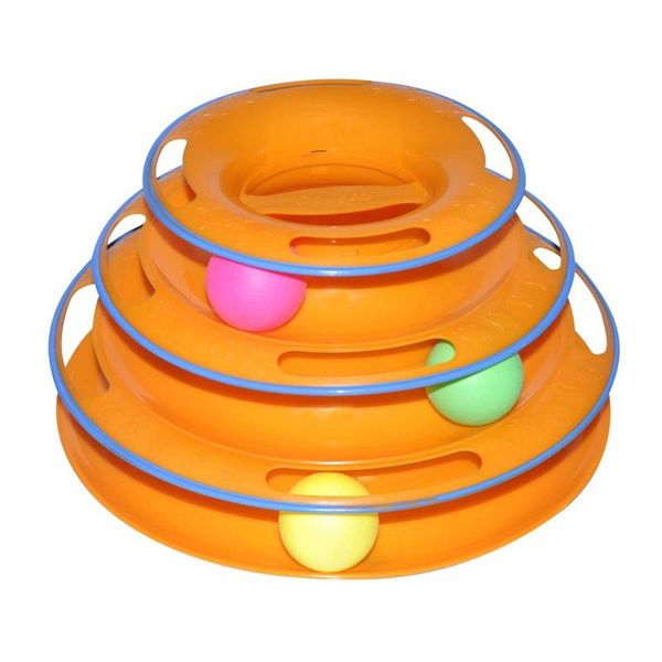 

anti slip orginal design amusement intelligence dog cat toys 25*14*16cm three tower tracks turntable ball pet products