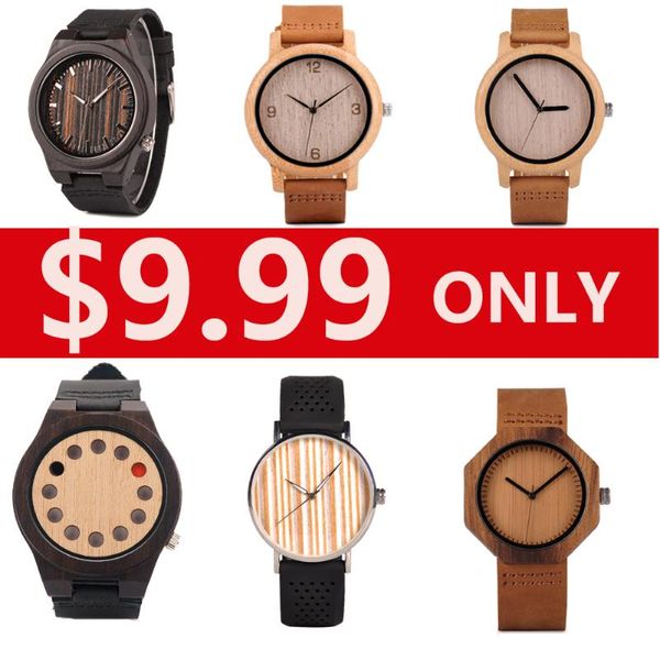 

wristwatches promotion wooden watch bobo bird men ladies clearance sale price leather strap quartz accept dropship 24h shipped, Slivery;brown