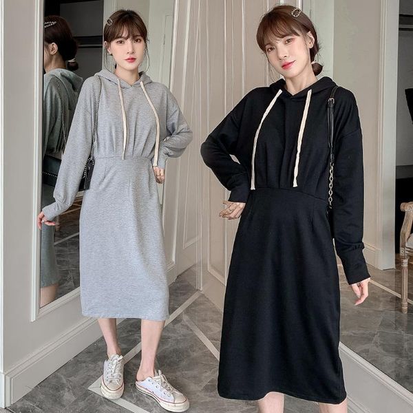

bras leisure pregnant women autumn dress large size loose thin hooded sweater out lactation skirt winter, Red;black