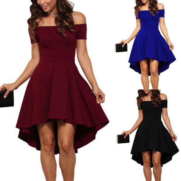 

women dresses lastest fashion short dress party formal evening dinner solid mini summer vesidos black red blue, Black;gray