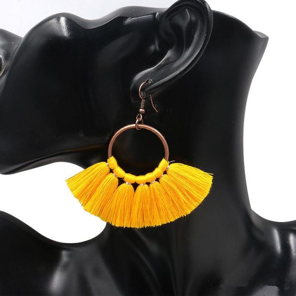 

women lady fashion bohemian earrings long tassel fringe dangle chandelier hook earring eardrop ethnic jewelry gift, Silver