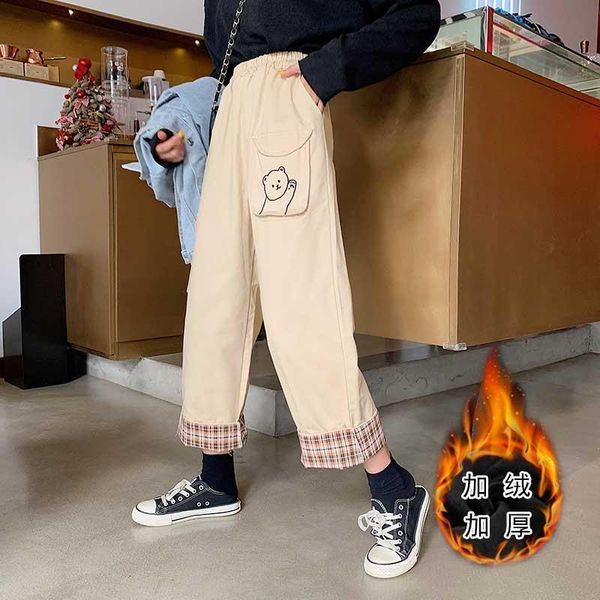 

nicemix sweet elastic waist flat women pant straight summer and autumn pockets ankle length pants womens clothing korean, Black;white