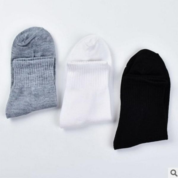 

men's socks mid-tube sports and leisure solid color knitted multicolor, Black