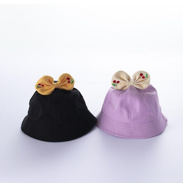 

spring and summer cotton hat cute baby boys girls cap bow decoration lovely basin season travel sunscreen caps & hats, Yellow
