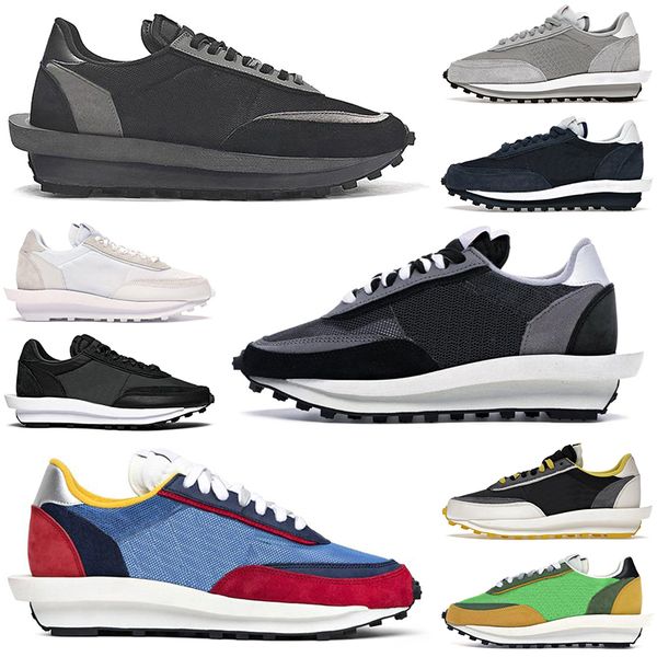 

pine green women men running shoes fragment blackened blue white grey varsity blue vaporwaffle ldwaffle waffle sneakers size 36-45