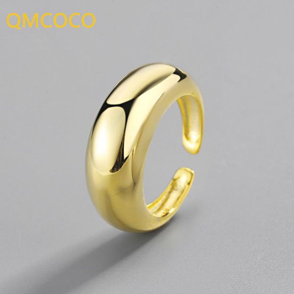 

wedding rings qmcoco 925 sterling silver gold open for women hollow irregular geometric birthday party jewelry gifts accessories, Slivery;golden