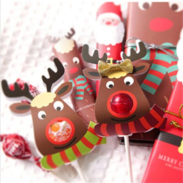 

gift wrap 25 pcs cute christmas elk lollipop stent decoration cards xmas party supplies candy bags for children 2 types