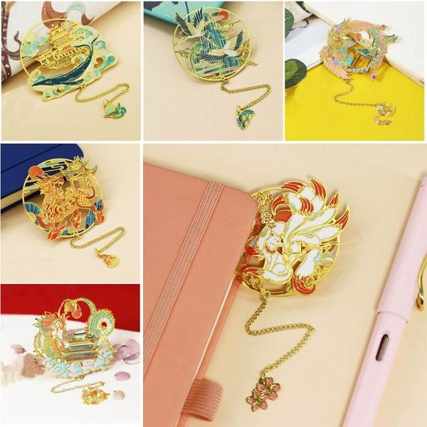 

bookmark 1pc chinese style retro brass tassel pendant book clip pagination mark stationery student gift school office supplies