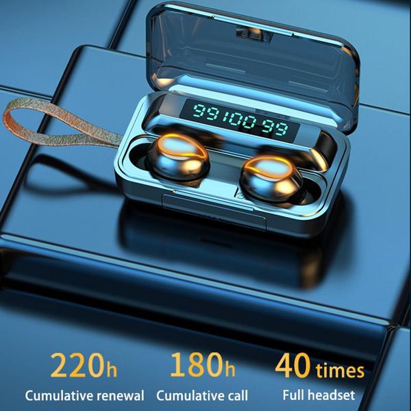 

earphones f9-3 bluetooth 5.1headset noise canceling wireless mini earbuds 9d stereo sports waterproof headphones &