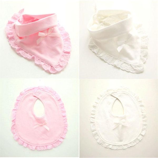 

hair accessories cute bow lace baby bibs waterproof saliva towels girl snap button cotton portable towel for kids, Slivery;white