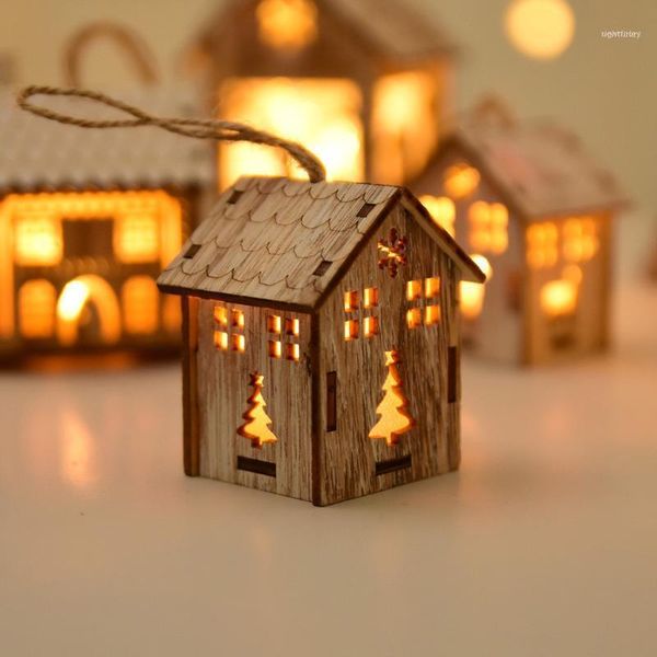 

christmas decorations led light wood house cute tree ornaments window holiday decoration for home gift1