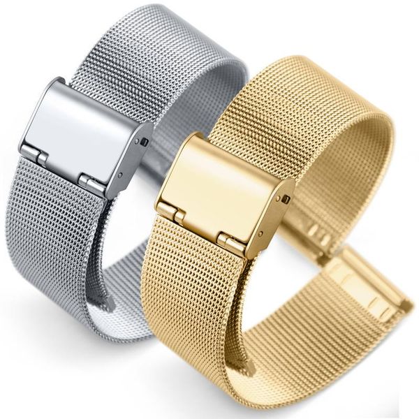 

watch bands watchband 10mm 12mm 14mm 16mm 18mm 20mm 22mm 24mm universal stainless steel metal band strap bracelet black rose gold, Black;brown