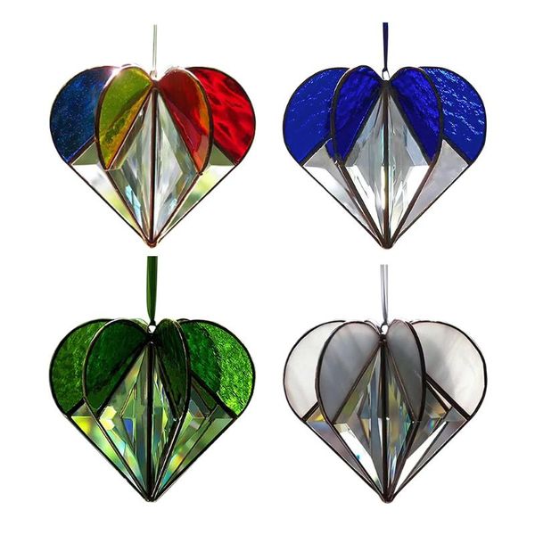 

garden decorations colorful multi-faceted heart acrylic light catcher hanging for window decor outdoor indoor wedding party