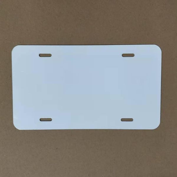 

retail supplies sublimation license plate 12*6inch thermal transfer printing aluminum alloy white blank sheet 4 holes plates a02