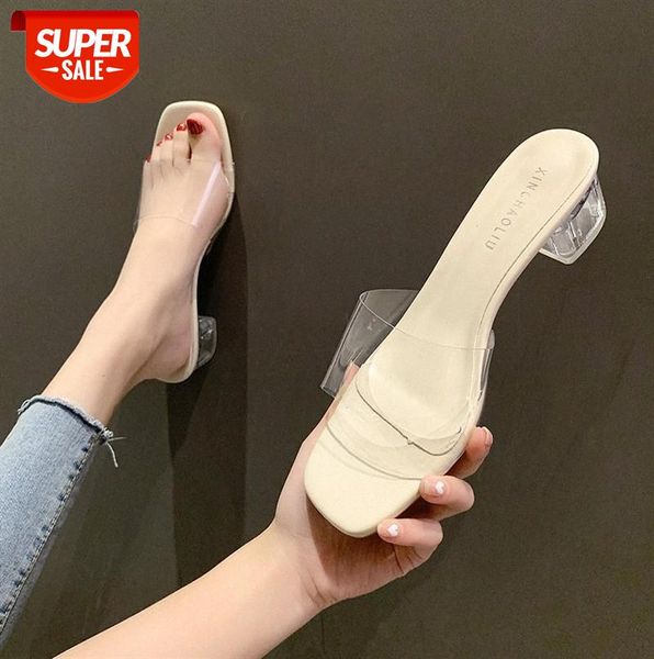 

slippers women wear thick heels with a heel outside the front of head and pedal for lazy people #4g9s, Black
